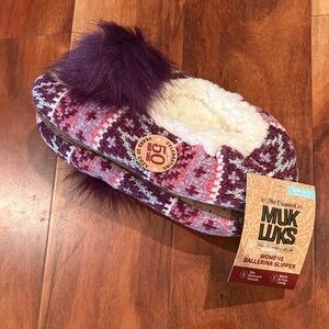 Muk Luks Women's Plaid Slippers in Purple and Pink